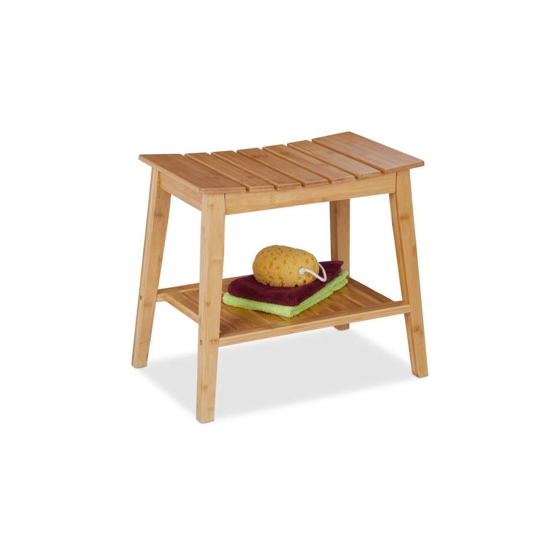 Badrumspall i bambu med hylla | Elektronik - Tillbehör Mobil & Surfplatta - Mobiltillbehör - Mobilkablar - Tillbehör | Pryloteket