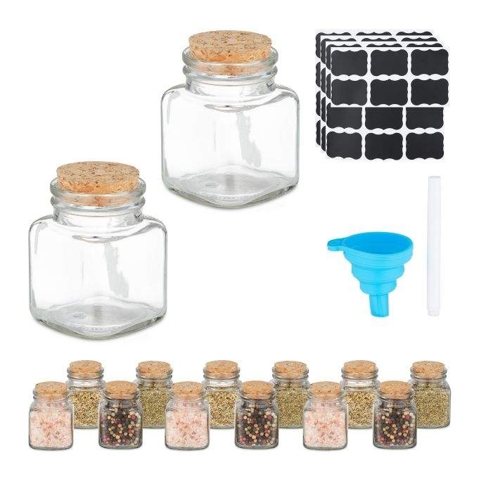 Kryddburkar i set om 14 st med korklock | Hem & Hobby - Hem & Hushåll - Kök - Köksförvaring - Kryddförvaring - Kryddburkar | Pryloteket
