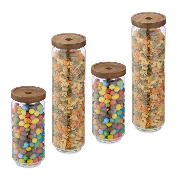 set med 4 förvaringsburkar med lock | Hem & Hobby - Hem & Hushåll - Kök - Köksförvaring - Förvaringsburkar | Pryloteket