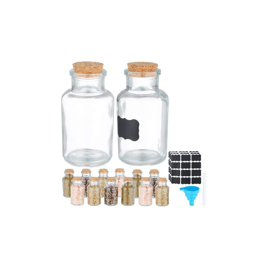 set med 14 kryddburkar med korklock | Hem & Hobby - Hem & Hushåll - Kök - Köksförvaring - Kryddförvaring - Kryddburkar | Pryloteket