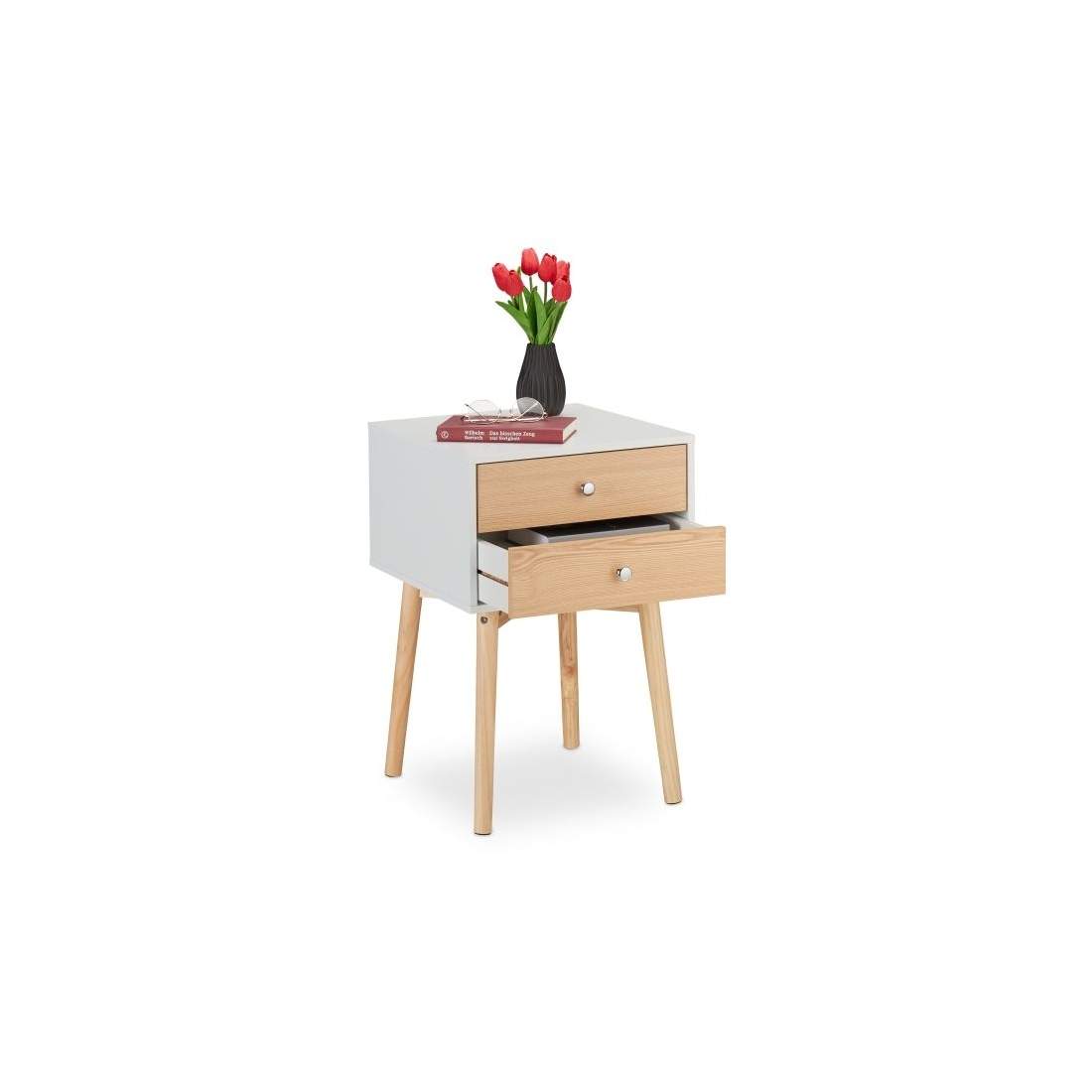 Vitt sängbord med 2 lådor | Hem & Hobby - Hem & Hushåll - Sovrum | Pryloteket