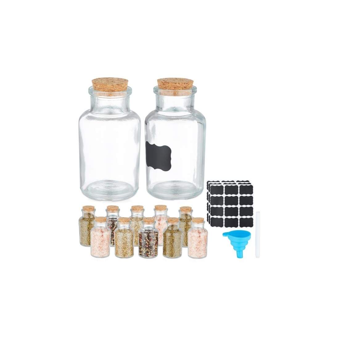 set med 12 kryddburkar med korklock | Hem & Hobby - Hem & Hushåll - Kök - Köksförvaring - Kryddförvaring - Kryddburkar | Pryloteket