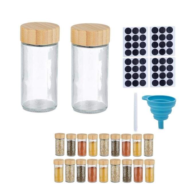 Runda kryddburkar med bambulock | Hem & Hobby - Hem & Hushåll - Kök - Köksförvaring - Kryddförvaring - Kryddburkar | Pryloteket