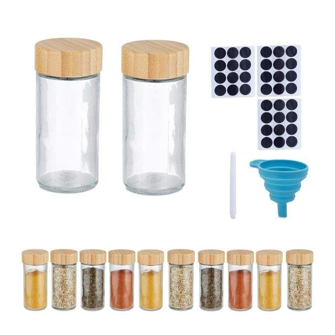 Runde krydderiglas med bambuslåg