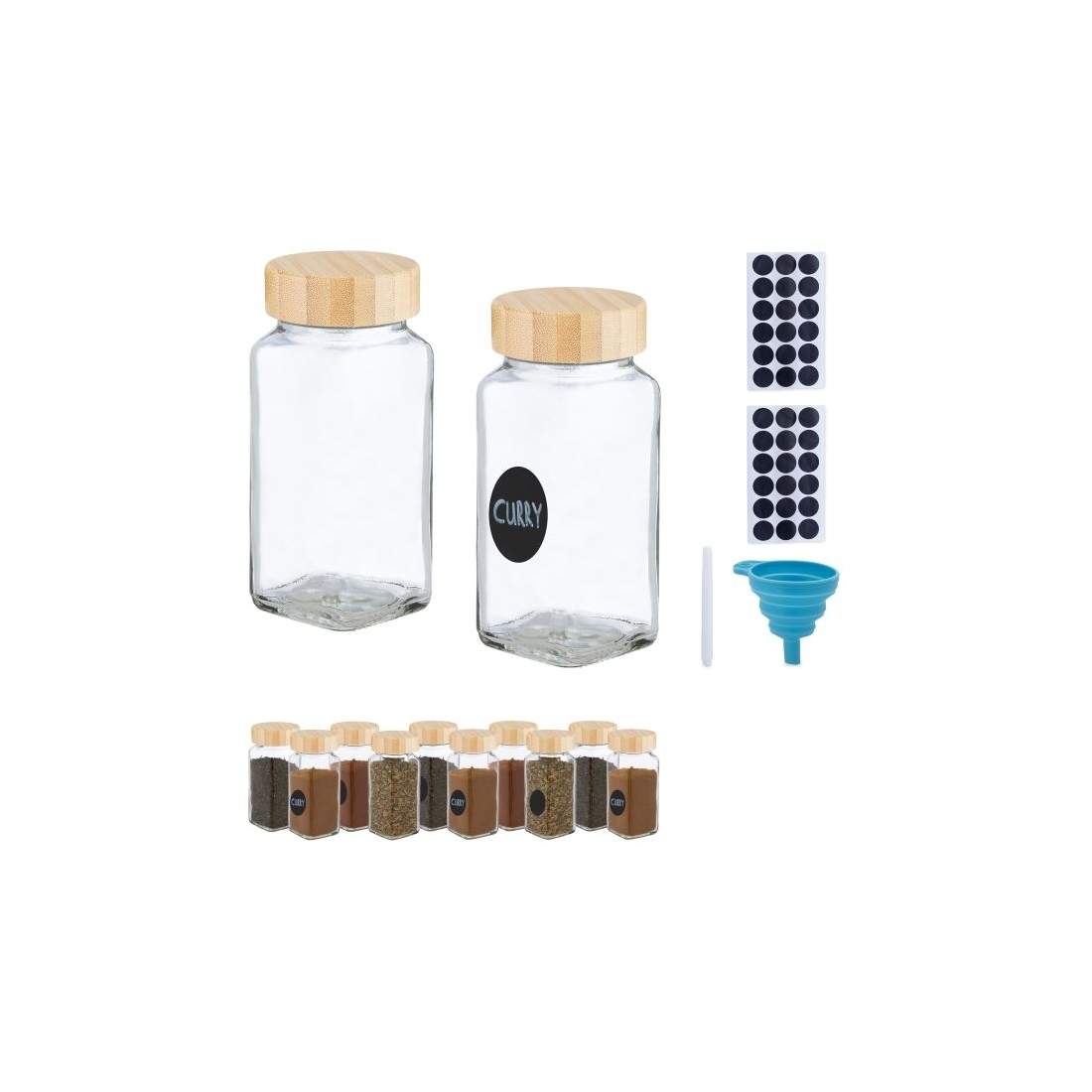 Kryddburksset med bambulock | Hem & Hobby - Hem & Hushåll - Kök - Köksförvaring - Kryddförvaring - Kryddburkar | Pryloteket