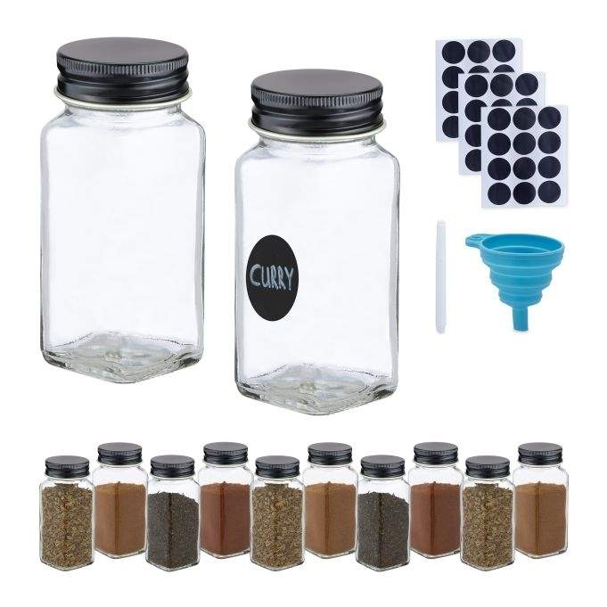 Krydderikrukkesæt med låg i rustfrit stål