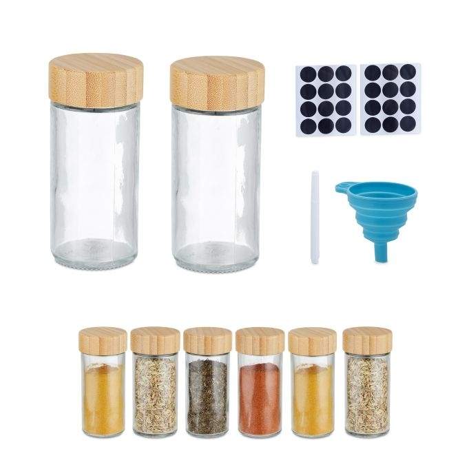 Runde krydderiglas med bambuslåg