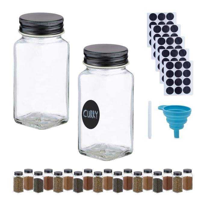 Firkantede krydderiglas i rustfrit stål