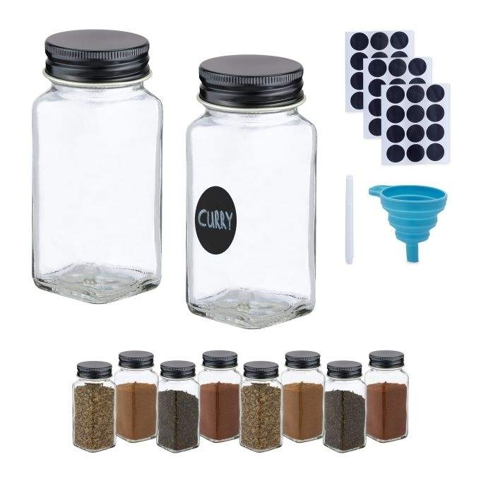 Firkantede krydderiglas i rustfrit stål