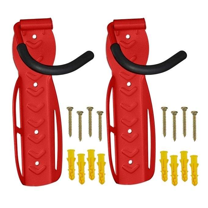 Rødt cykelvægbeslag sæt med 2 stk