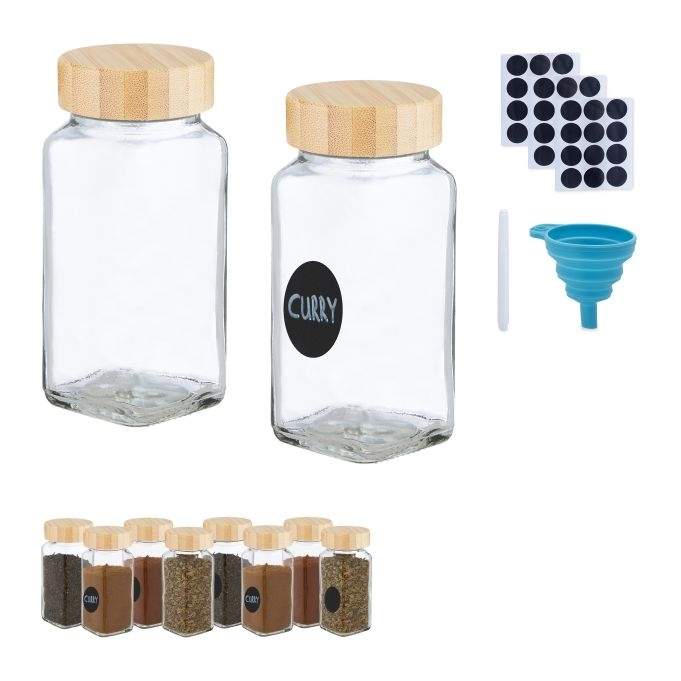 Krydderikrukkesæt med bambus låg