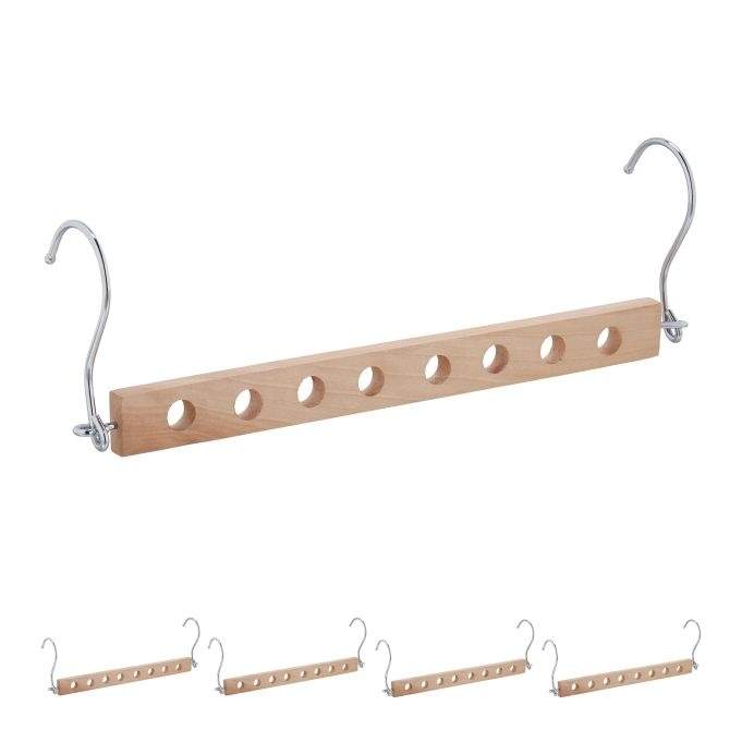 Pladsbesparende træbøjlesæt med 5 stk