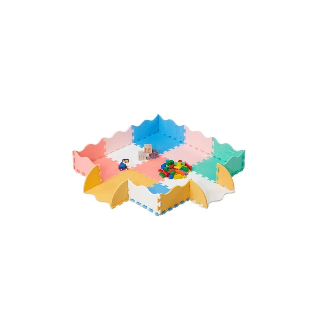 Farverig puslespilsmåtte med kant