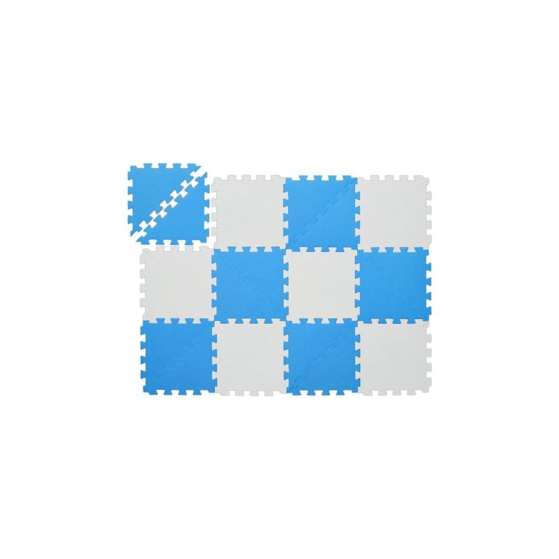 Puslemåtte blå-hvid