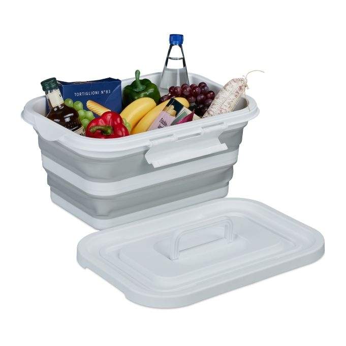 Sammenklappelig kurv med låg