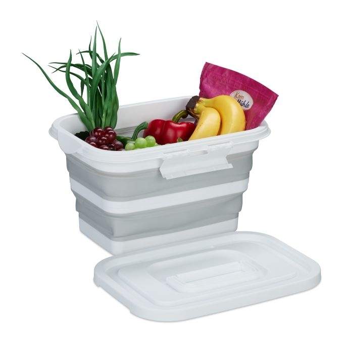 Sammenklappelig kurv med låg