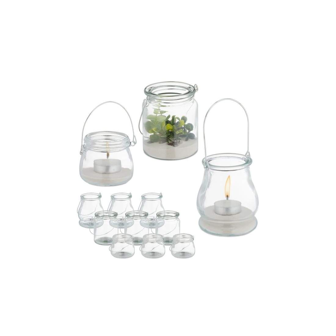 set med 12 glaslyktor i 3 storlekar | Hem & Hobby | Pryloteket