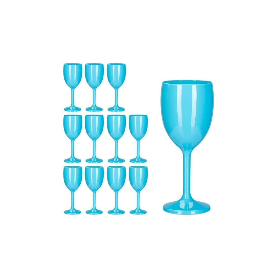 Uppsättning med 12 turkosa vinglas i plast | Hem & Hobby | Pryloteket