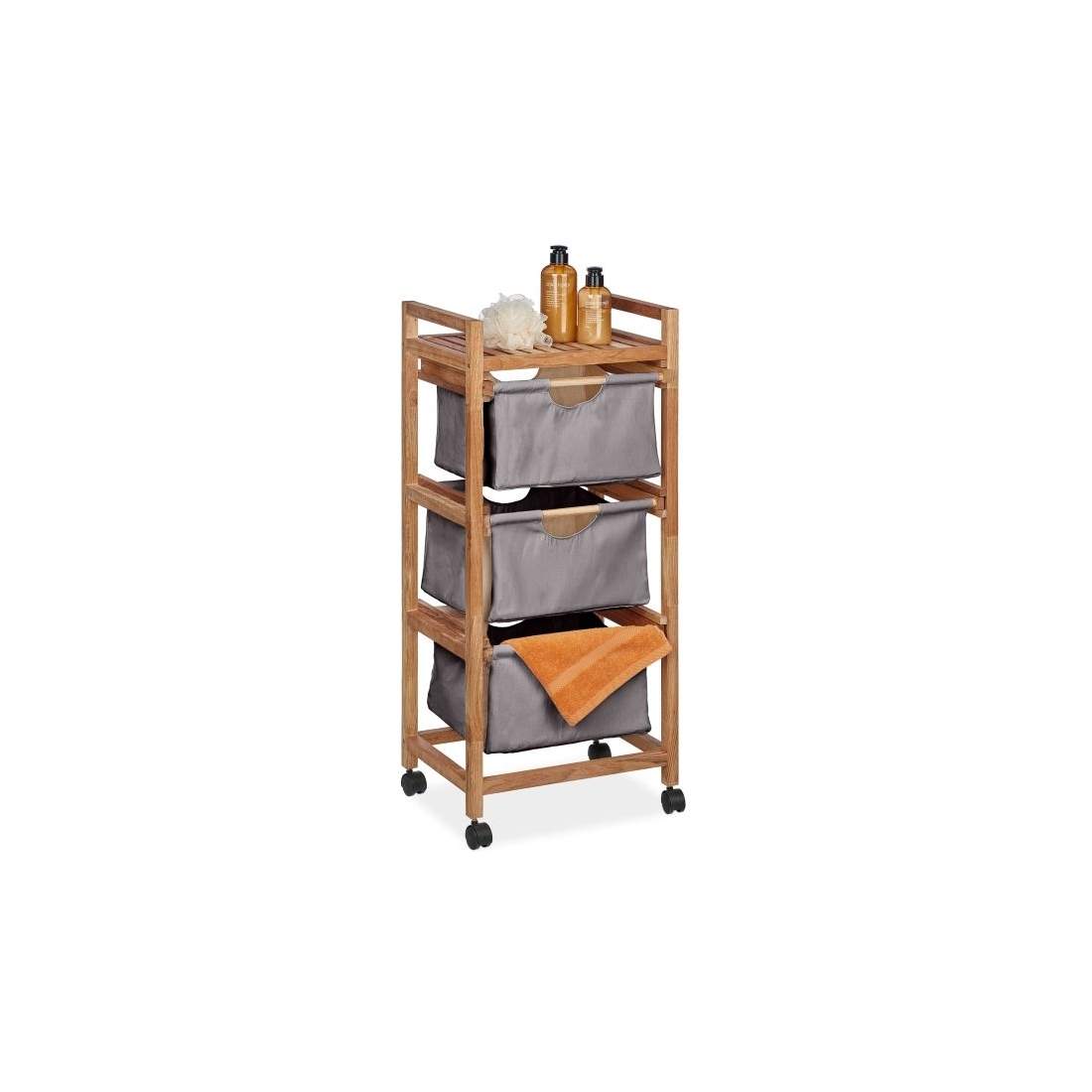 Badrumshylla med 3 tvättkorgar grå | Hem & Hobby - Hem & Hushåll - Tvätt - Tvättkorgar | Pryloteket