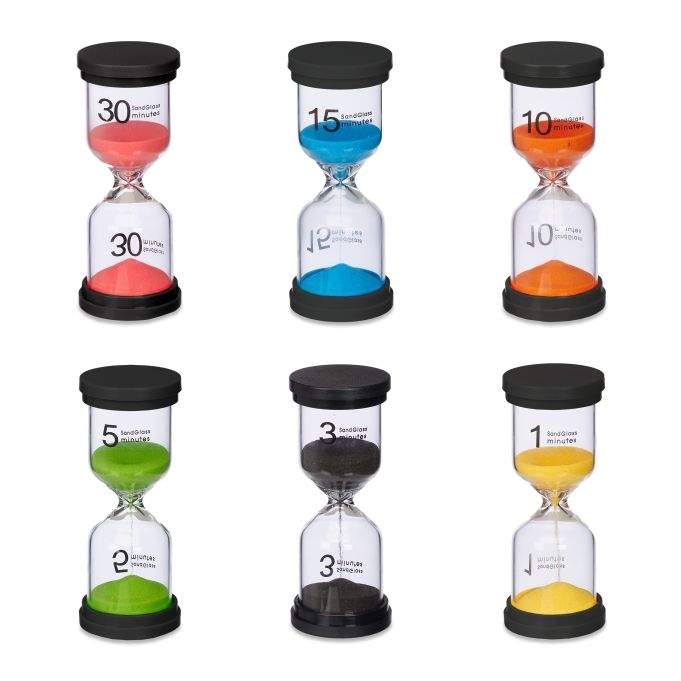 Timeglas, sæt med 6 stk