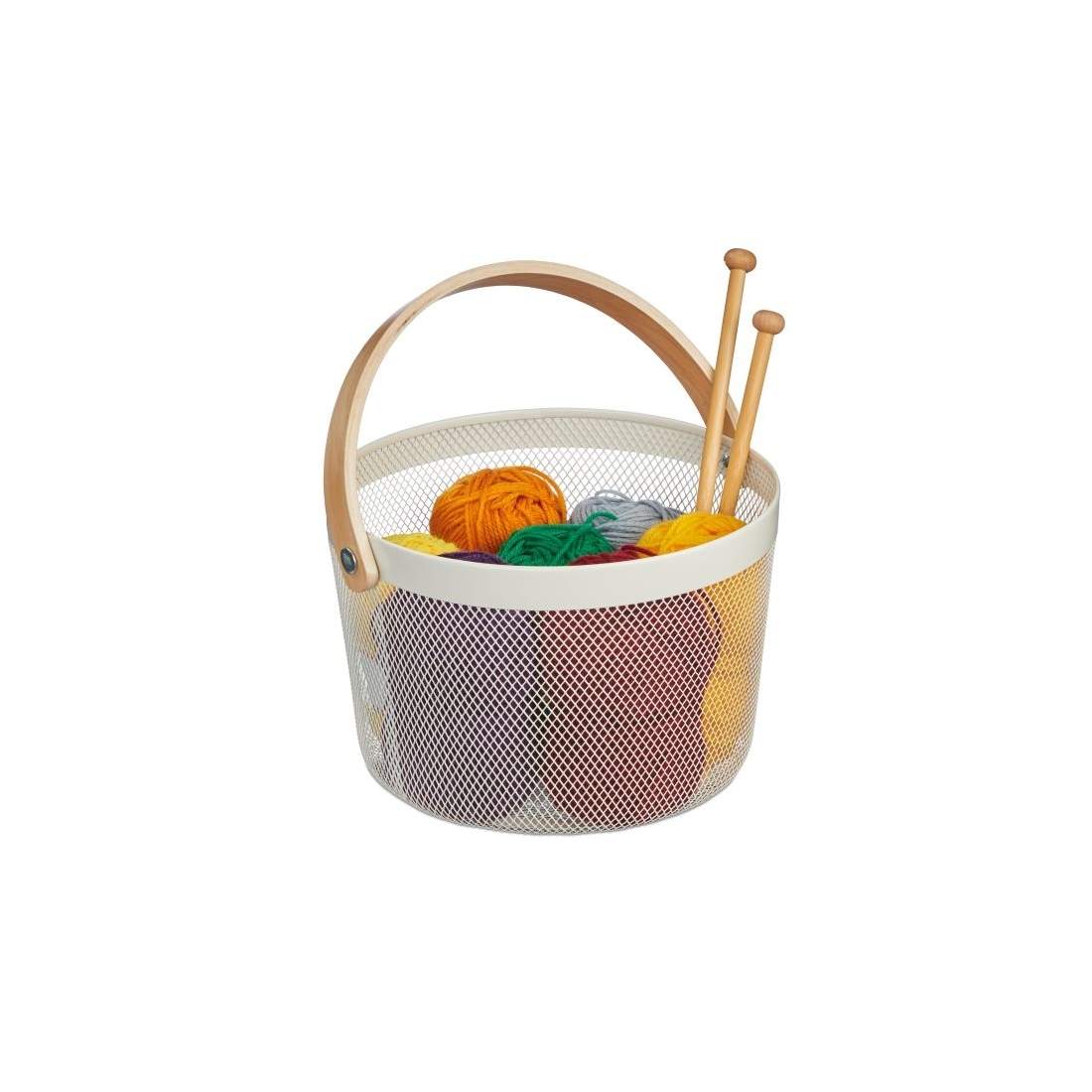 Rund trådkorg med handtag