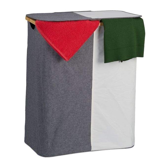 Vasketøjskurv med 2 rum 110 l