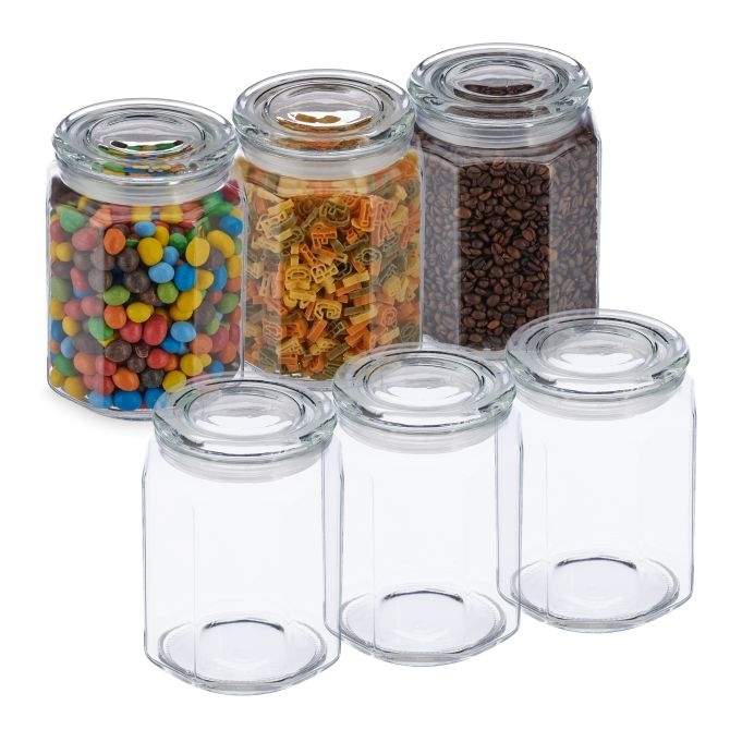 set med 6 förvaringsburkar med lock 1800 ml | Hem & Hobby - Hem & Hushåll - Kök - Köksförvaring - Förvaringsburkar | Pryloteket