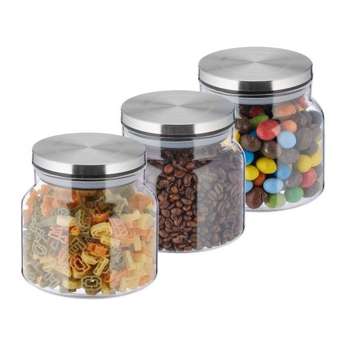 set med 3 förvaringsburkar med lock 850 ml | Hem & Hobby - Hem & Hushåll - Kök - Köksförvaring - Förvaringsburkar | Pryloteket