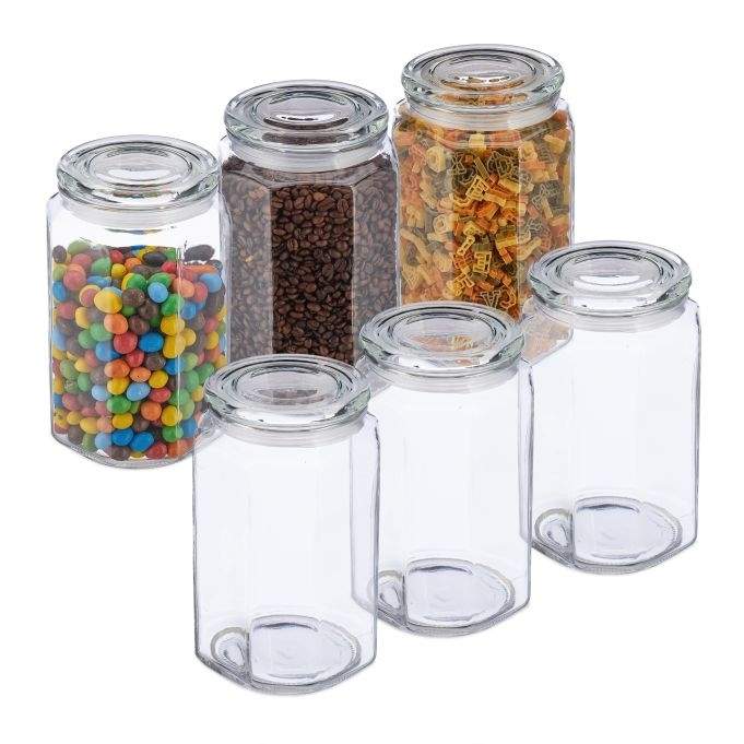 sæt med 6 opbevaringsglas med låg 2400 ml