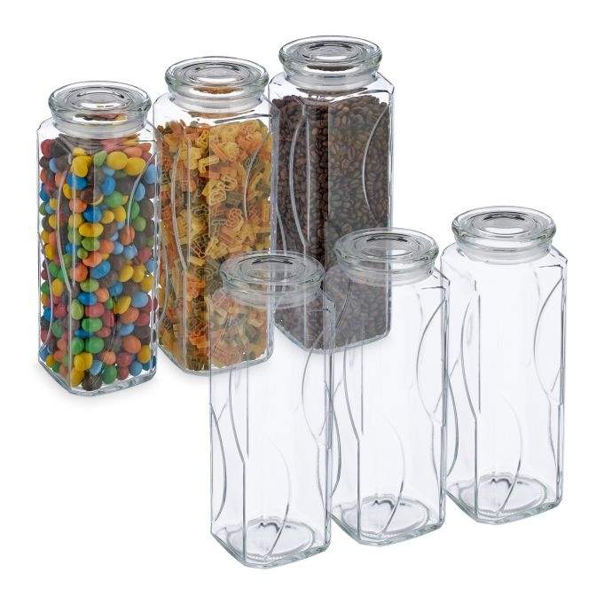 sæt med 6 opbevaringsglas med låg 1650 ml