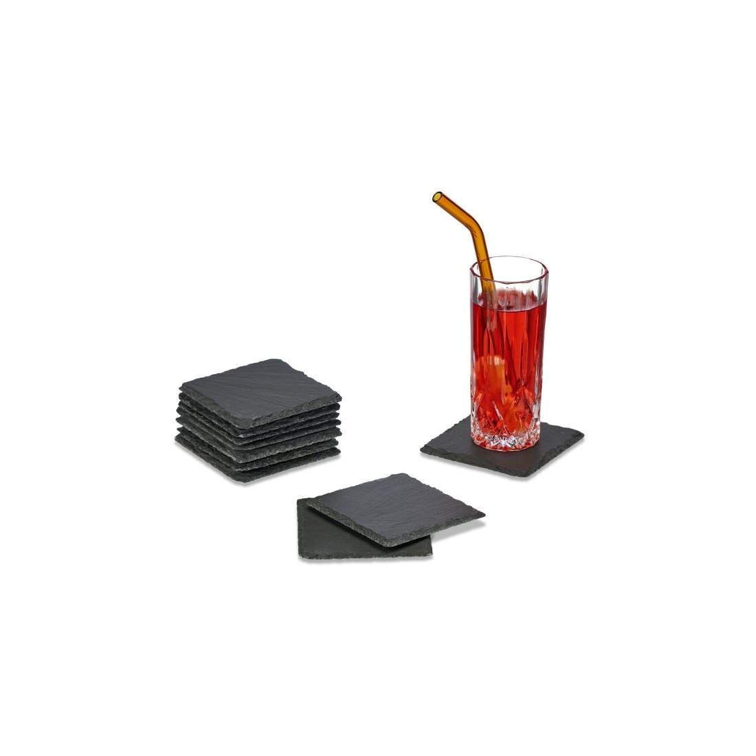 set med 10 glasunderlägg i skiffer 10x10 cm | Hem & Hobby - Hem & Hushåll - Kök - Servering - Glasunderlägg | Pryloteket