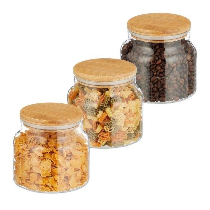 sæt med 3 opbevaringsglas med låg 800 ml