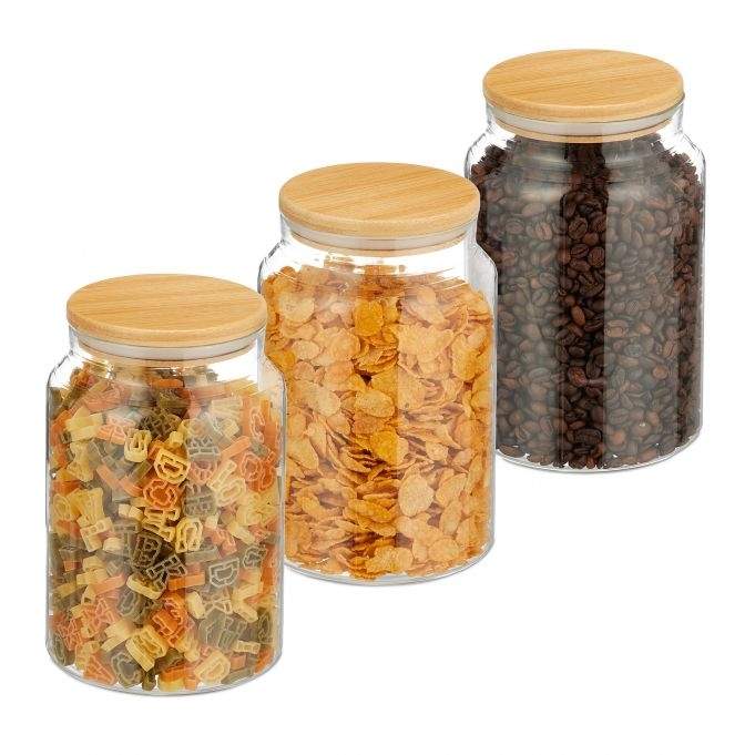 sæt med 3 opbevaringsglas med låg 1500 ml