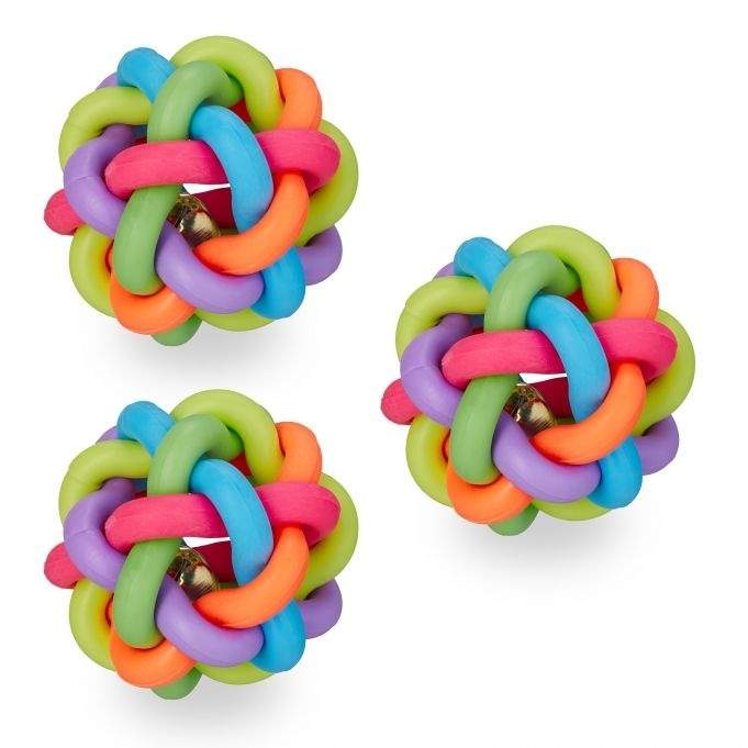 Hundelegetøjsbold med klokkesæt med 3 stk