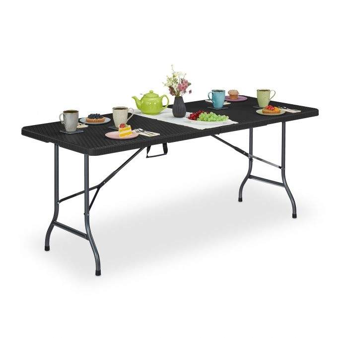 Havebord i sort rattan look