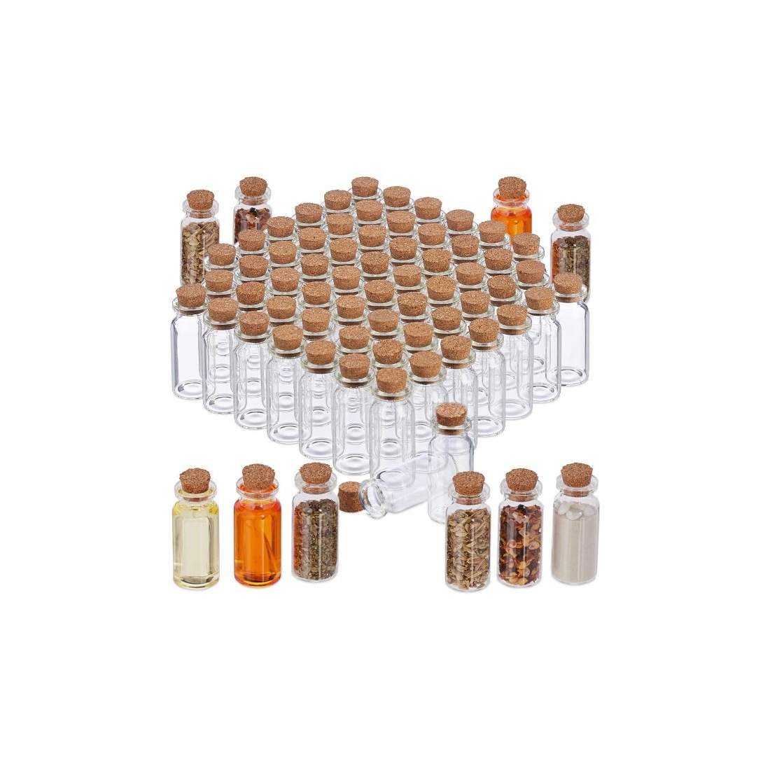 Miniglasflasker med propper Sæt med 72 stk