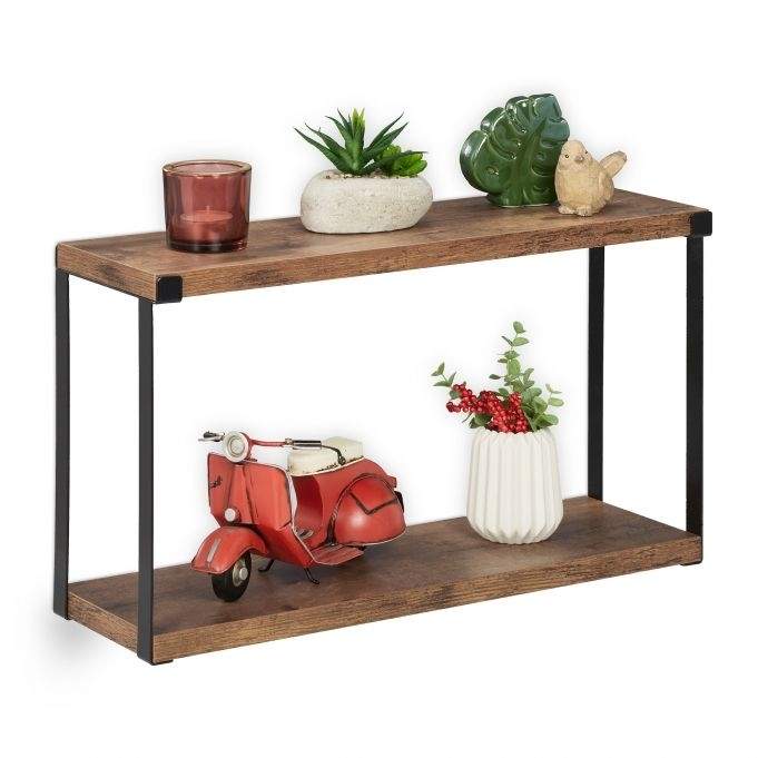 Industriel væghylde med 2 hylder