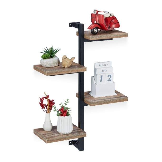 Industriel væghylde med 4 hylder