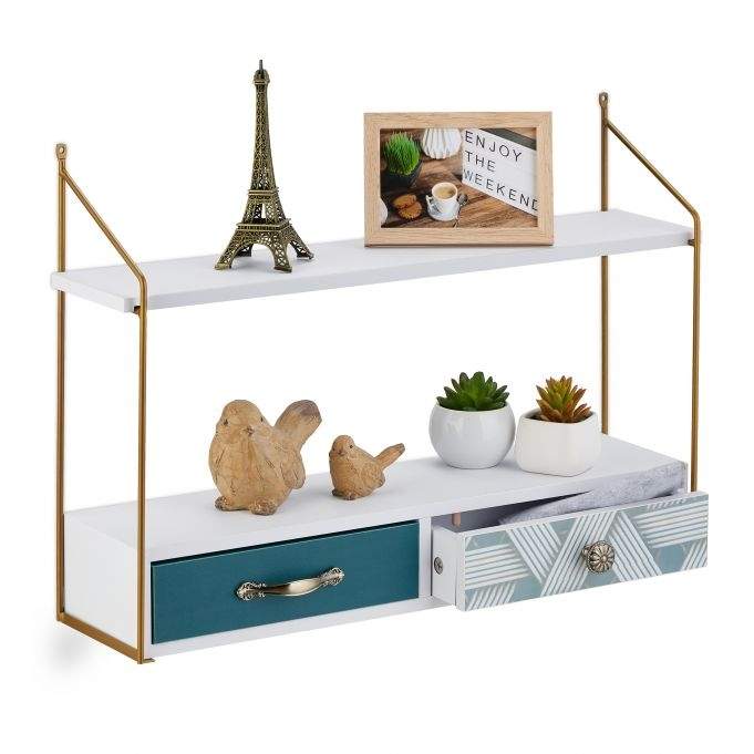 Væghylde med 2 skuffer