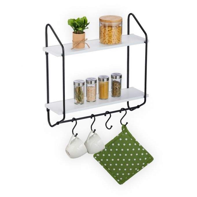 Væghylde med krogstang