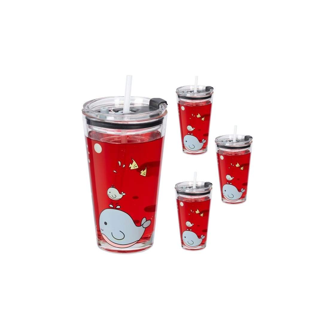 set om 4 barnglasögon med valmotiv | Hem & Hobby - Hem & Hushåll - Kök - Servering - Muggar | Pryloteket