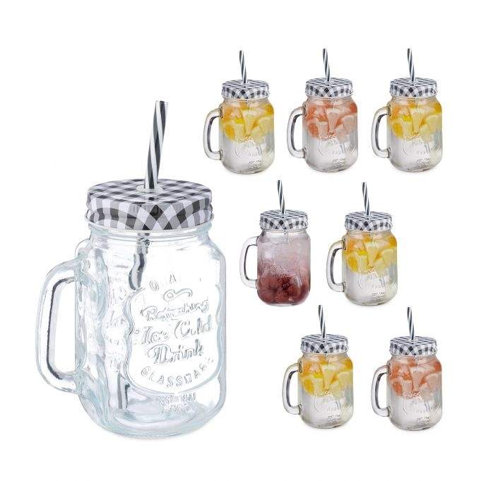 8 juomalasien setti ruudullisilla kansilla