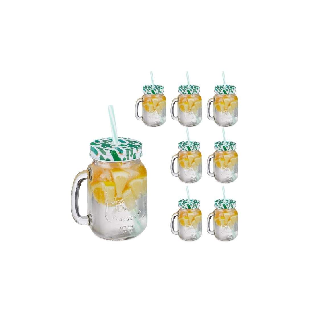 set om 8 dricksglas med kaktuslock | Hem & Hobby - Hem & Hushåll - Kök - Servering - Sugrör | Pryloteket