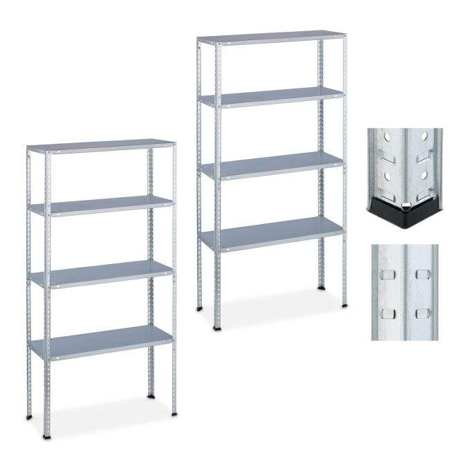 Galvaniserede hylder til høj belastning, 2 stk