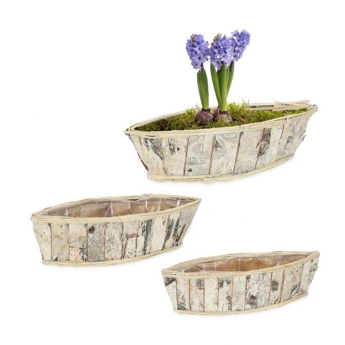 Skibsformet blomsterpotte - sæt med 3 stk