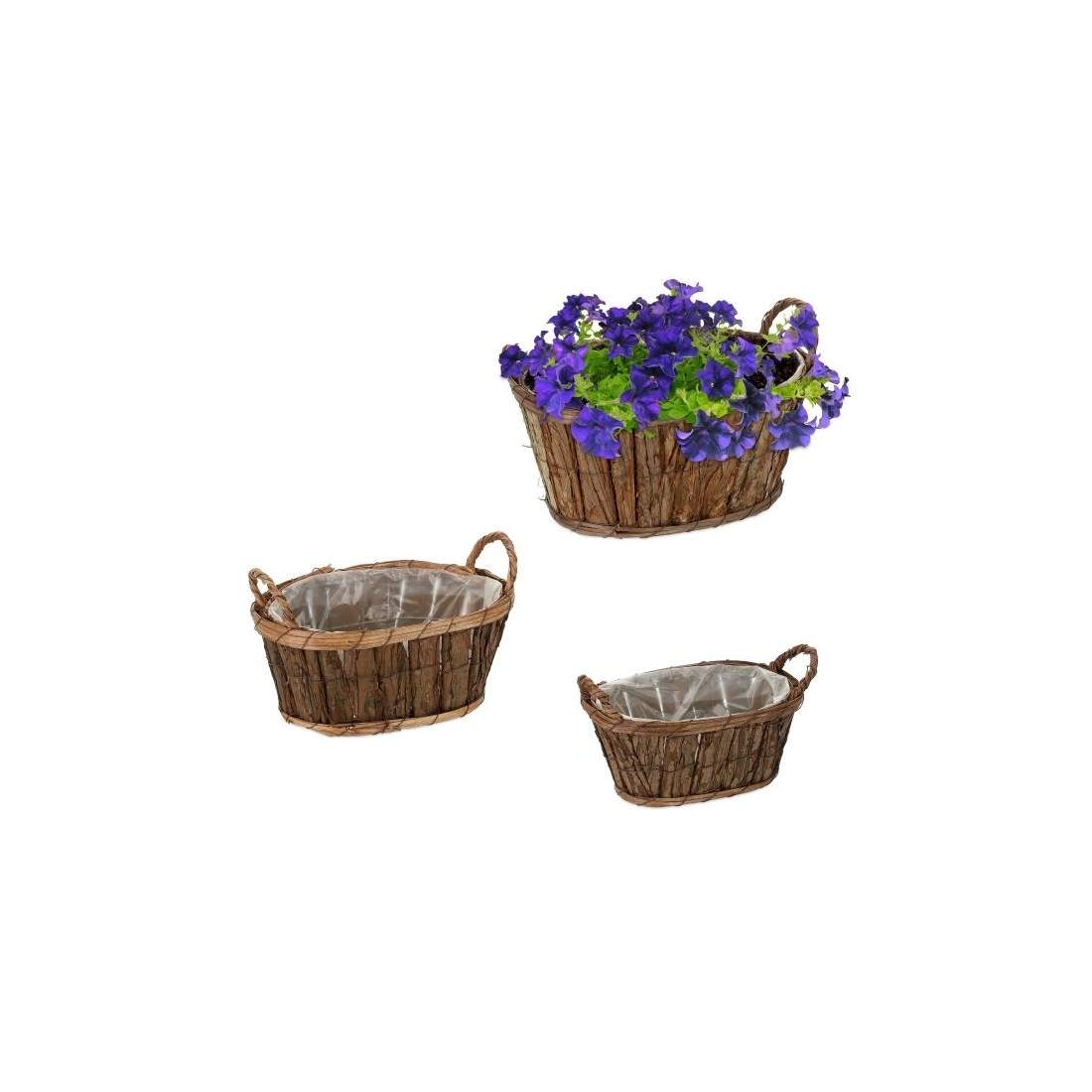 Oval blomkruka i trä - set om 3 | Hem & Hobby - Hem & Hushåll - Inredning & Dekoration - Krukor | Pryloteket