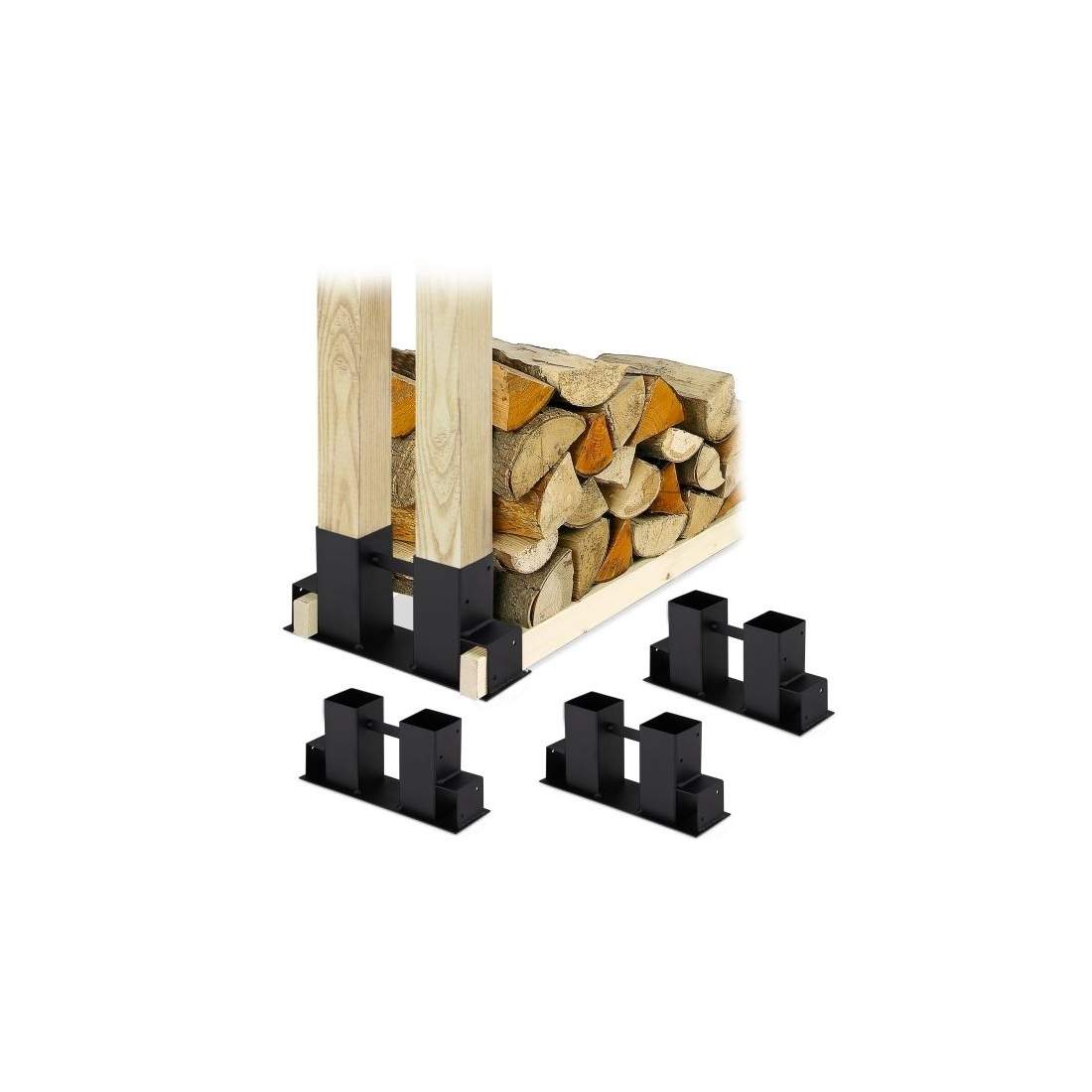 Stablehjælp i sort træ i sæt med 4 stk