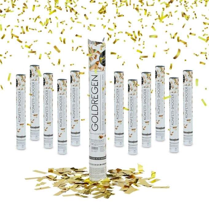 sæt med 12 Party Poppers "Golden rain" 40 cm