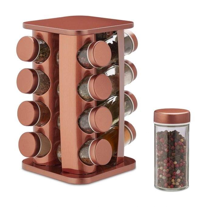 Krydderi karrusel med 16 glas