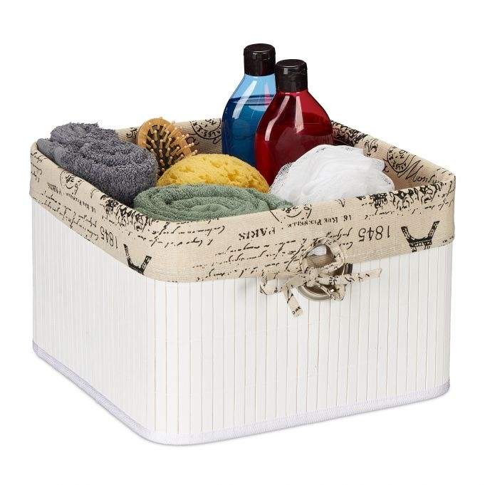 Opbevaringskurv i hvid bambus